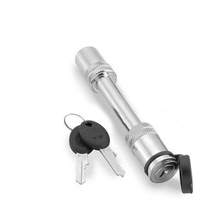 Black Horse Off Road Trailer Hitch Pin, Barbell, 5/8 Inch Diameter, For Use with 2 Inch Reciever, Silver, With Keyed Lock, Single – HL-100