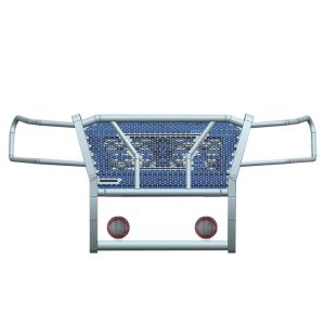 Black Horse Off Road Grille Guard, Rugged Series, 3-Piece Modular, Semi-Gloss Powder Coat, Steel, 2-1/4 Inch Bar Diameter – RU-NIFR22-B-PLFR