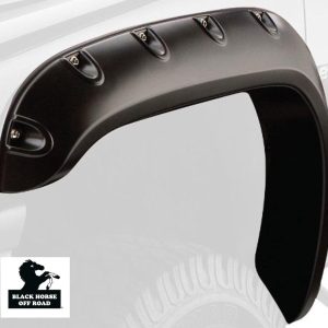 Black Horse Off Road Fender Flare, Bolt-Head Style, Smooth, Adds 3 Inch Width/ 6 Inch Height, ABS Plastic, Paintable, Set of 4 – FF-NITI01-SM-PKT