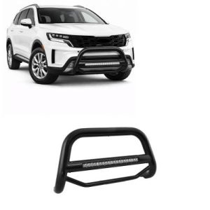 Black Horse Off Road Bull Bar, Max Beacon, 2-1/2 Inch Diameter Tube, Powder Coated, Steel, Without Skid Plate, With 20 Inch LED Light Bar – MAB-B7602B