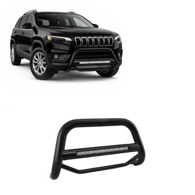 Black Horse Off Road Bull Bar, Max Beacon, Powder Coated, Steel, 3 Inch Diameter Tube, With LED Light Bar, Without Skid Plate – MAB-B8802B