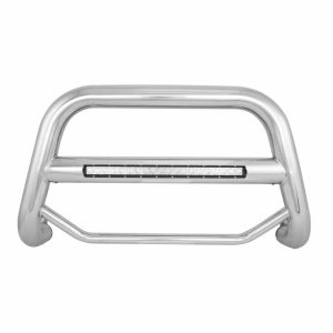 Black Horse Off Road Bull Bar, Max Beacon, 2-1/2 Inch Diameter Tube, Polished, Stainless Steel, Without Skid Plate – MAB-FOF1S