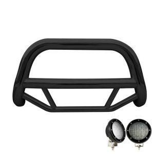 Black Horse Off Road Bull Bar, Max, 2-1/2 Inch Diameter Tube, Powder Coated, Steel, Without Skid Plate – MBB-HOB3301-PLFB