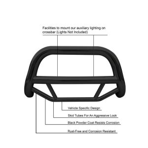 Black Horse Off Road Bull Bar, Max, 2-1/2 Inch Diameter Tube, Powder Coated, Steel, Without Skid Plate, Without Light Bar – MBB-TOB4401