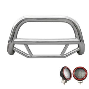 Black Horse Off Road Bull Bar, Max, 2-1/2 Inch Diameter Tube, Polished, Stainless Steel, Without Skid Plate – MBS-JEB9001-PLFR