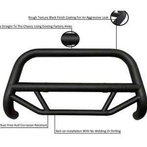 Black Horse Off Road Bull Bar, Max T, 2-1/2 Inch Diameter Tube, Powder Coated, Textured Black, Steel, Without Skid Plate, Without Lights – MBT-MF712