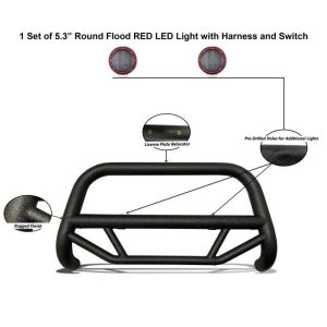 Black Horse Off Road Bull Bar, Max T, 2-1/2 Inch Diameter Tube, Powder Coated, Textured Black, Steel, Without Skid Plate – MBT-MG303-PLFR