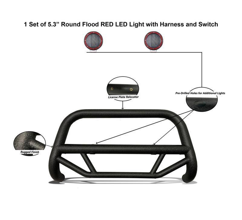 Black Horse Off Road Bull Bar, Max T, 2-1/2 Inch Diameter Tube, Powder Coated, Textured Black, Steel, Without Skid Plate – MBT-MG303-PLFR