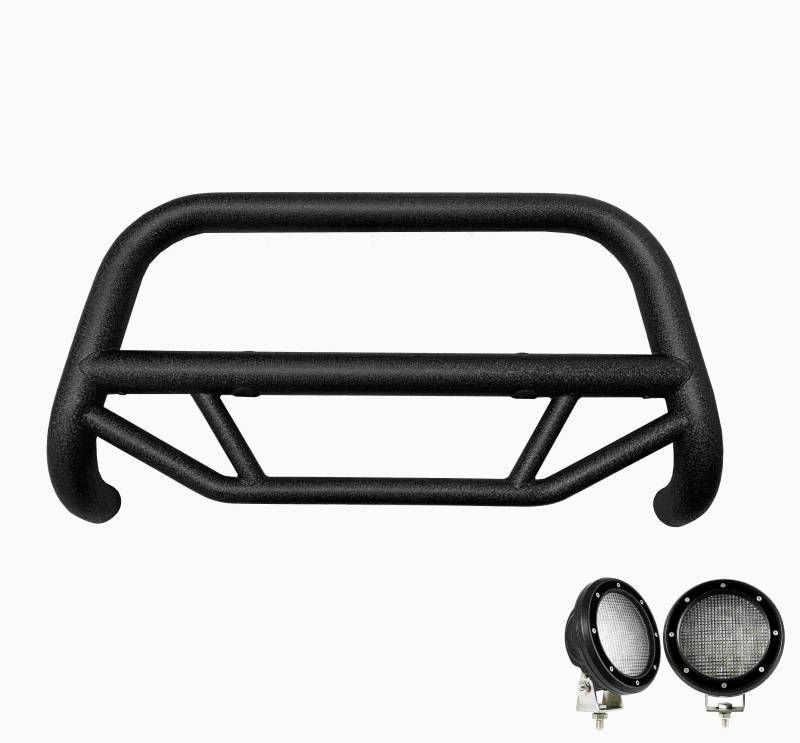 Black Horse Off Road Bull Bar, Max T, 2-1/2 Inch Diameter Tube, Powder Coated, Textured Black, Steel, Without Skid Plate – MBT-MG403-PLFB