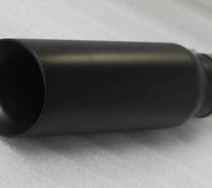 Black Horse Off Road Exhaust Tail Pipe Tip, 2-3/4 Inch Inlet Diameter, 12 Inch Overall Length, 4 Inch Round Rolled Edge Outlet Diameter – MT-RR03BK
