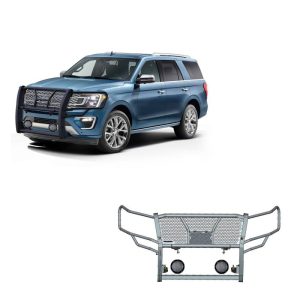 Black Horse Off Road Grille Guard, Rugged Series, 3-Piece Modular, Semi-Gloss Powder Coat, Steel, 2-1/4 Inch Bar Diameter – RU-FOEX18-B-PLFB