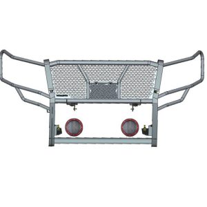 Black Horse Off Road Grille Guard, Rugged Series, 3-Piece Modular, Semi-Gloss Powder Coat, Steel, 2-1/4 Inch Bar Diameter – RU-FOEX18-B-PLFR