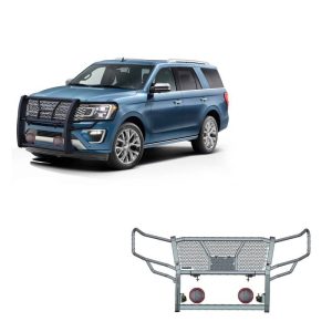 Black Horse Off Road Grille Guard, Rugged Series, 3-Piece Modular, Semi-Gloss Powder Coat, Steel, 2-1/4 Inch Bar Diameter – RU-FOEX18-B-PLFR