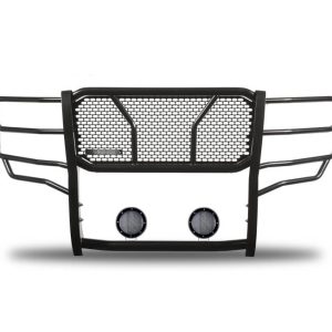 Black Horse Off Road Grille Guard, Rugged Series, 3-Piece Modular, Semi-Gloss Powder Coat, Steel, 2-1/4 Inch Bar Diameter – RU-FOF116-B-PLFB