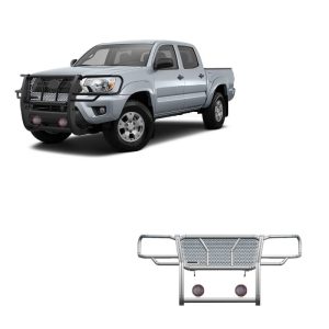Black Horse Off Road Grille Guard, Rugged Series, 3-Piece Modular, Semi-Gloss Powder Coat, Steel, 2-1/4 Inch Bar Diameter – RU-TOTA05-B-PLFR