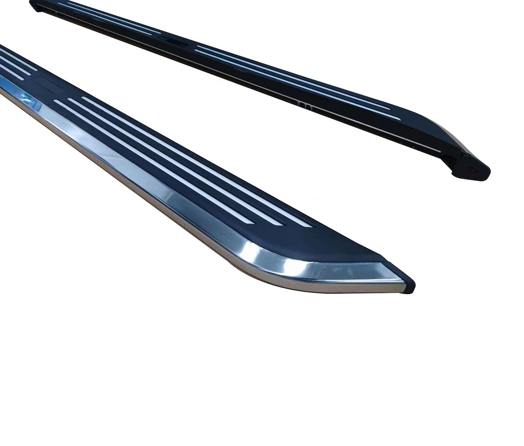 Black Horse Off Road Running Board, Pinnacle, Black Aluminum/ Chrome Stainless Steel Trim, Unlighted, Frame Mount, With Mounting Hardware – PITS79