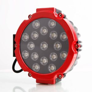 Black Horse Off Road Driving/ Fog Light, LED, 7 Inch Diameter, Flood/ Spot Beam, Clear Lens, Black Housing/ Red Trim Ring, Aluminum – PL2265RKT