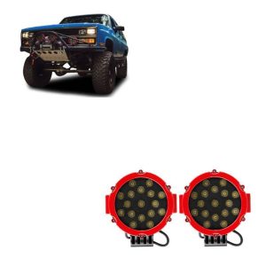 Black Horse Off Road Driving/ Fog Light, LED, 7 Inch Diameter, Flood/ Spot Beam, Clear Lens, Black Housing/ Red Trim Ring, Aluminum – PL2265RKT