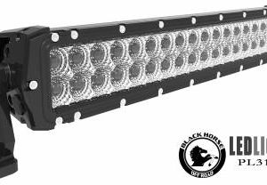 Black Horse Off Road Light Bar, LED, 20 Inch Length, Double Row of Lights, 120 Watt, Flood/ Spot Light Beam, Clear Lights, Clear Lens – PL3104FS-GS