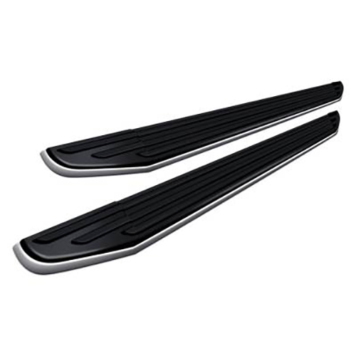 Black Horse Off Road Running Board, Premium, Black Aluminum/ Chrome Stainless Steel Trim, Unlighted, Frame Mount, With Mounting Hardware – PR-F1272