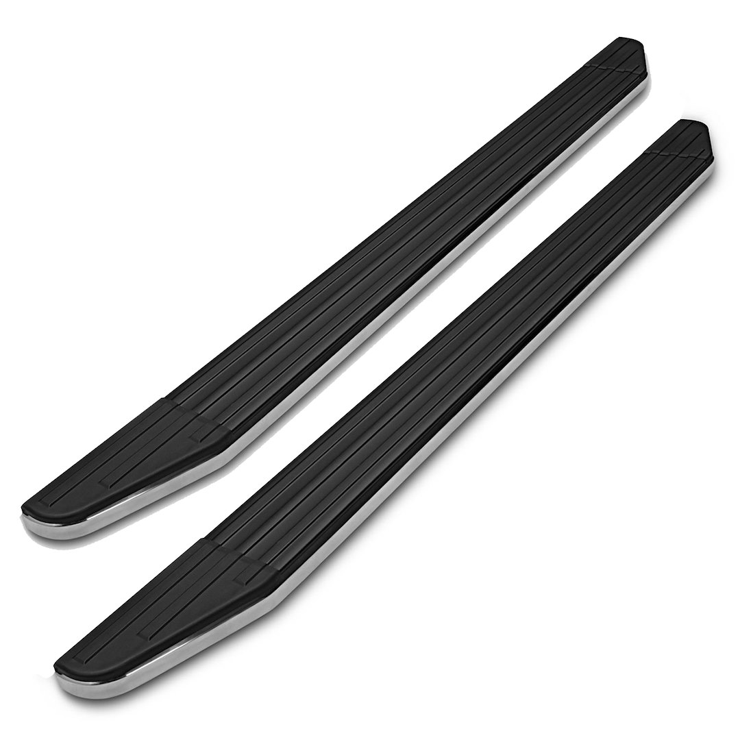 Black Horse Off Road Running Board, Premium, Black Aluminum/ Chrome Stainless Steel Trim, Unlighted, Frame Mount, With Mounting Hardware – PR-F1272