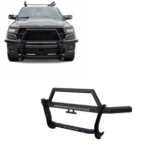 Black Horse Off Road Grille Guard, Rambler, 4-Piece Modular, Powder Coated, Steel, Without Brush Guard, Without Skid Plate – RAG1R02-K1