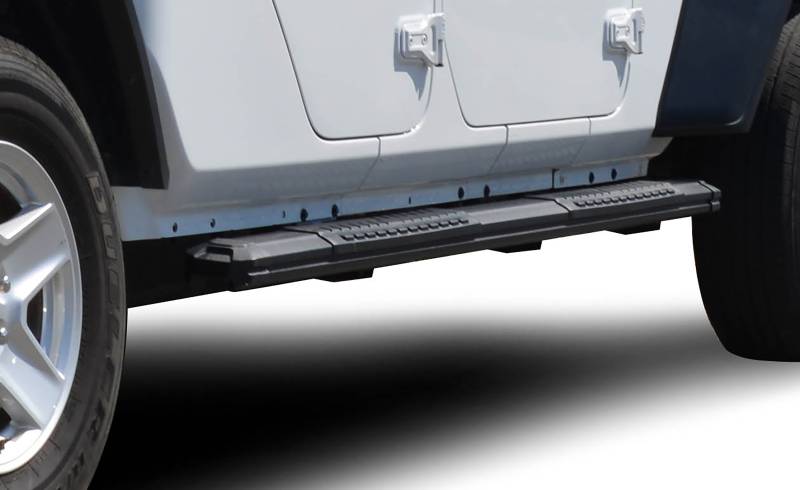 Black Horse Off Road Running Board, Cutlass, 5 Inch Width, Aluminum, With Black Step Pads, Unlighted, With Mounting Hardware – RN-TOTA-79-BK