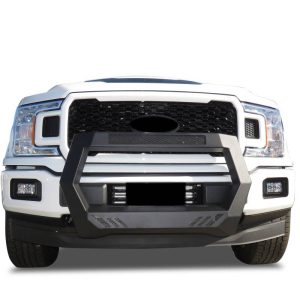 Black Horse Off Road Bull Bar, Rover, Matte Black, Powder Coated, Steel, With License Plate Relocation Bracket, With Auxiliary Lighting – ROFF104
