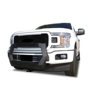 Black Horse Off Road Bull Bar, Rover, Matte Black, Powder Coated, Steel, With License Plate Relocation Bracket, With Auxiliary Lighting – ROFF104