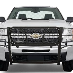 Black Horse Off Road Grille Guard, Rugged Series, Powder Coated, Steel, With Brush Guard, Without Skid Plate – RU-CHSI07-B