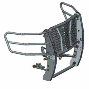 Black Horse Off Road Grille Guard, Rugged Series, Semi-Gloss Powder Coat, Steel, 2.25 Inch Bar Diameter, With Brush Guard – RU-CHTA07-B