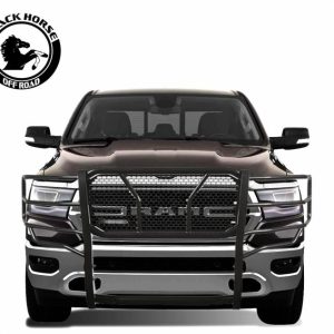 Black Horse Off Road Grille Guard, Rugged Series, Powder Coated, Steel, With Brush Guard, Without Skid Plate – RU-DORA09-B