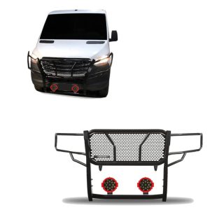 Black Horse Off Road Grille Guard, Rugged Series, 3-Piece Modular, Semi-Gloss Powder Coat, Steel, 2.25 Inch Bar Diameter – RU-DOSP07-B-PLR
