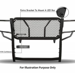 Black Horse Off Road Grille Guard, Rugged Series, Powder Coated, Steel, With Brush Guard, Without Skid Plate – RU-DOSP19-B