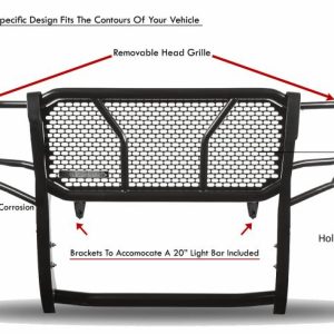 Black Horse Off Road Grille Guard, Rugged Series, Powder Coated, Steel, With Brush Guard, Without Skid Plate – RU-DOSP19-B