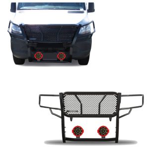 Black Horse Off Road Grille Guard, Rugged Series, 3-Piece Modular, Semi-Gloss Powder Coat, Steel, 2.25 Inch Bar Diameter – RU-DOSP19-B-PLR