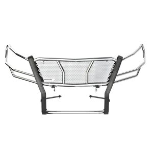 Black Horse Off Road Grille Guard, Rugged Series, 3-Piece Modular, Polished, Stainless Steel, 2.25 Inch Bar Diameter, With Brush Guard – RU-DOSP19-SS