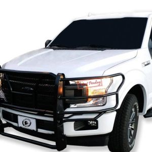 Black Horse Off Road Grille Guard, Rugged Series, 3-Piece Modular, Powder Coated, Steel, With Brush Guard, Without Skid Plate – RU-FOF115-B