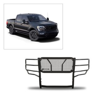 Black Horse Off Road Grille Guard, Rugged Series, Powder Coated, Steel, With Brush Guard, Without Skid Plate – RU-FOF116-B