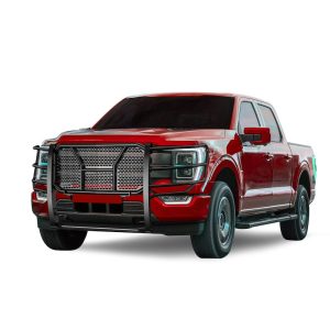 Black Horse Off Road Grille Guard, Rugged Series, Powder Coated, Steel, With Brush Guard, Without Skid Plate – RU-FOF116-B