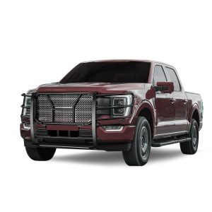 Black Horse Off Road Grille Guard, Rugged Series, Powder Coated, Steel, With Brush Guard, Without Skid Plate – RU-FOF116-B