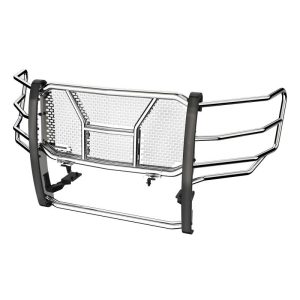 Black Horse Off Road Grille Guard, Rugged Series, 3-Piece Modular, Polished, Stainless Steel, 2.25 Inch Bar Diameter, With Brush Guard – RU-FOF116-SS