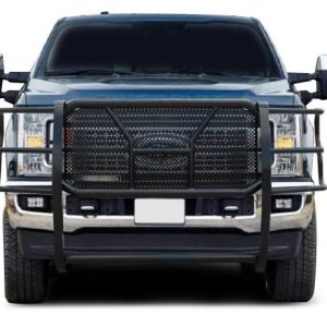 Black Horse Off Road Grille Guard, Rugged Series, Powder Coated, Steel, With Brush Guard, Without Skid Plate – RU-FOF217-B