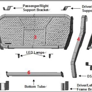 Black Horse Off Road Grille Guard, Rugged Series, 3-Piece Modular, Semi-Gloss Powder Coat, Steel, 2-1/4 Inch Bar Diameter – RU-GMSI22-B