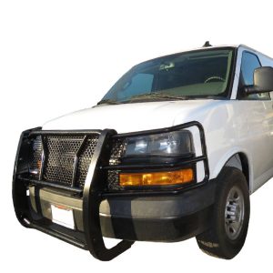 Black Horse Off Road Grille Guard, Rugged Series, 3 Piece/ Bolt Together, 2-1/4 Diameter, Powder Coated, Steel, With Brush Guard – RU-GV02MA-B