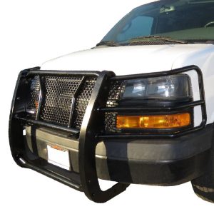 Black Horse Off Road Grille Guard, Rugged Series, 3 Piece/ Bolt Together, 2-1/4 Diameter, Powder Coated, Steel, With Brush Guard – RU-GV02MA-B
