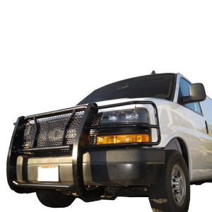 Black Horse Off Road Grille Guard, Rugged Series, 3 Piece/ Bolt Together, 2-1/4 Diameter, Powder Coated, Steel, With Brush Guard – RU-GV02MA-B