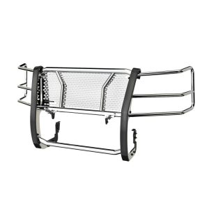 Black Horse Off Road Grille Guard, Rugged Series, 3-Piece Modular, Polished, Stainless Steel, 2.25 Inch Bar Diameter, With Brush Guard – RU-GV02MA-SS