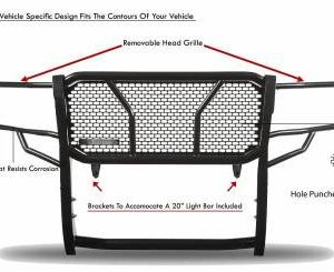 Black Horse Off Road Grille Guard, Rugged Series, Semi-Gloss Powder Coat, Steel, 2.25 Inch Bar Diameter, With Brush Guard – RU-TOTA05-B
