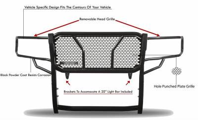 Black Horse Off Road Grille Guard, Rugged Series, Semi-Gloss Powder Coat, Steel, 2.25 Inch Bar Diameter, With Brush Guard – RU-TOTA05-B